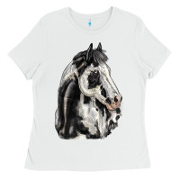 White paint horse Ladies Tee - LillyAllenDesigns