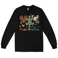 Black autism awareness leopard cowhide herts puzzle Long Sleeve Tee - Artiststas