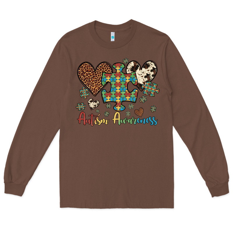 Autism Awareness Leopard Cowhide Herts Puzzle Long Sleeve Tee by Artiststas | Teevron