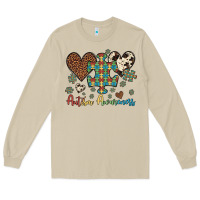 Mushroom autism awareness leopard cowhide herts puzzle Long Sleeve Tee - Artiststas