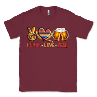 Burgundy peace love beer bbs Classic Tee - BundleAndBundleShop
