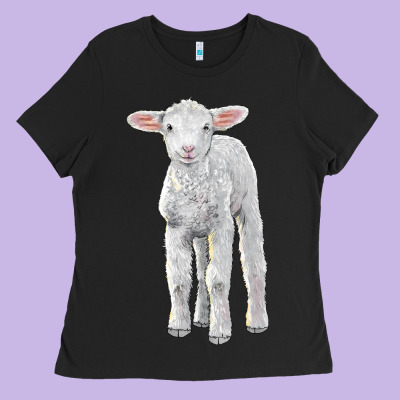 Merino Wool Baby Sheep Ladies Tee Designed By Lillyallendesigns