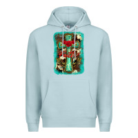 Blue Mist cross faith background Premium Hoodie - BarkalooDesign