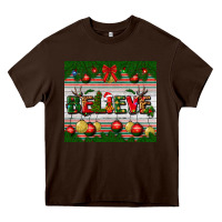 Chocolate Brown Christmas Believe Heavy Core Tee - BundleAndBundleShop