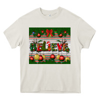 Cream Christmas Believe Heavy Core Tee - BundleAndBundleShop