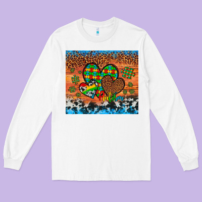 Autism Awareness Hearts Leopard Cowhide Long Sleeve Tee Designed By Artiststas