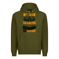 Army Green My Son Is Super Awesome His Stepdad Premium Hoodie - artisFamous