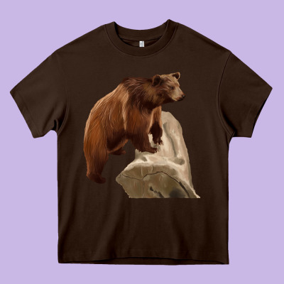 California Grizzly Bear Heavy Core Tee Designed By Ranaportraitstore