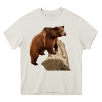 Cream California Grizzly Bear Heavy Core Tee - RanaPortraitStore
