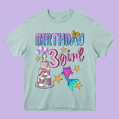 Birthday Girl 3 Heavy Core Tee Designed By Bundleandbundleshop