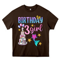 Chocolate Brown birthday girl 3 Heavy Core Tee - BundleAndBundleShop