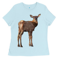 Baby Blue elk fawn deer Ladies Tee - LillyAllenDesigns
