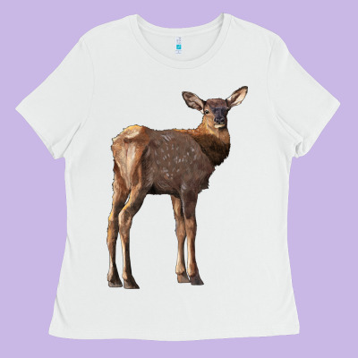 Elk Fawn Deer Ladies Tee Designed By Lillyallendesigns