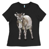 Black reindeer fawn deer Ladies Tee - LillyAllenDesigns