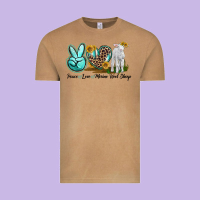 Peace Love Merino Wool Sheep Vintage Tee Designed By Lillyallendesigns