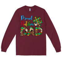 Burgundy proud autism dad Long Sleeve Tee - Artiststas