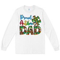 White proud autism dad Long Sleeve Tee - Artiststas