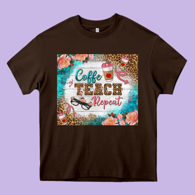 Coffee Teach Repeat Tumbler Heavy Core Tee Designed By Bundleandbundleshop