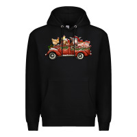 Black christmas truck with farm animals Premium Hoodie - RanaPortraitStore