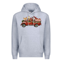 Heather Grey christmas truck with farm animals Premium Hoodie - RanaPortraitStore