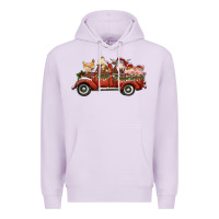 Lilac christmas truck with farm animals Premium Hoodie - RanaPortraitStore