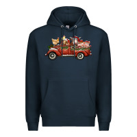 Navy christmas truck with farm animals Premium Hoodie - RanaPortraitStore