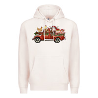 Pale Pink christmas truck with farm animals Premium Hoodie - RanaPortraitStore