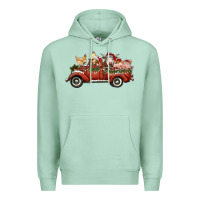 Seafoam christmas truck with farm animals Premium Hoodie - RanaPortraitStore