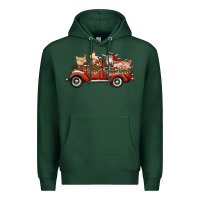 Sports Green christmas truck with farm animals Premium Hoodie - RanaPortraitStore