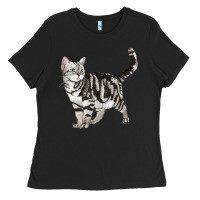 Black American Shorthair Cat Ladies Tee - LillyAllenDesigns