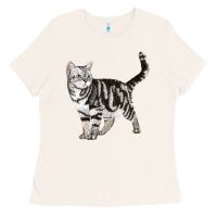 Bone American Shorthair Cat Ladies Tee - LillyAllenDesigns