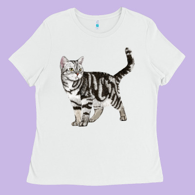 American Shorthair Cat Ladies Tee Designed By Lillyallendesigns