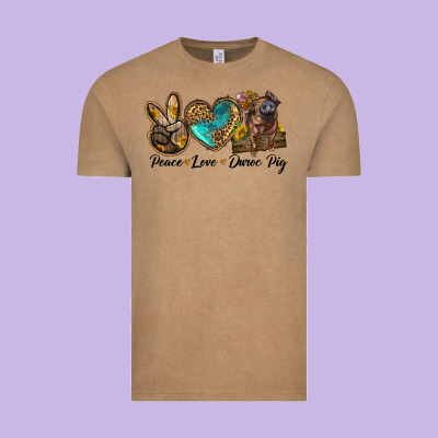 Peace Love Duroc Pig Vintage Tee Designed By Lillyallendesigns