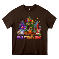 Chocolate Brown happy hallothanksmas Heavy Core Tee - FaDigitalArtStudio