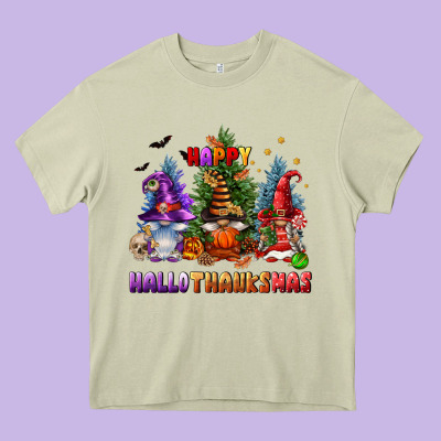 Happy Hallothanksmas Heavy Core Tee Designed By Fadigitalartstudio