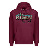 Burgundy he is risen indeed Premium Hoodie - BarkalooDesign