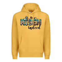 Mustard he is risen indeed Premium Hoodie - BarkalooDesign
