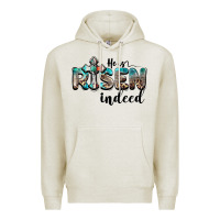 Oatmeal Heather he is risen indeed Premium Hoodie - BarkalooDesign