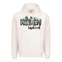 Pale Pink he is risen indeed Premium Hoodie - BarkalooDesign