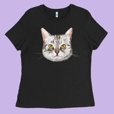 American Shorthair Cat Face Ladies Tee Designed By Lillyallendesigns