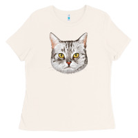 Bone American Shorthair Cat Face Ladies Tee - LillyAllenDesigns