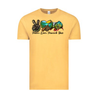 Vintage Mustard Peace Love Peacock Bass Vintage Tee - LillyAllenDesigns