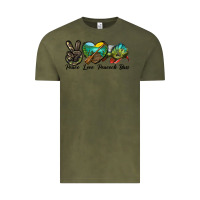 Vintage Olive Peace Love Peacock Bass Vintage Tee - LillyAllenDesigns