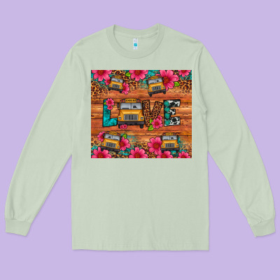 Love School Bus Leopard Long Sleeve Tee Designed By Artiststas
