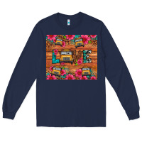Navy love school bus leopard Long Sleeve Tee - Artiststas