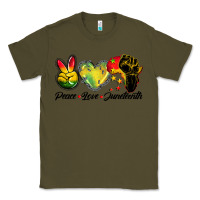 Army Green peace love juneteenth Classic Tee - BarkalooDesign