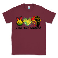 Burgundy peace love juneteenth Classic Tee - BarkalooDesign