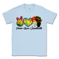 Dusty Blue peace love juneteenth Classic Tee - BarkalooDesign