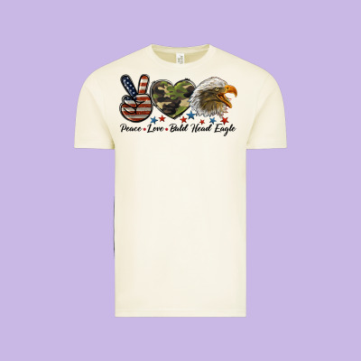 Peace Love Bald Head Eagle Vintage Tee Designed By Lillyallendesigns