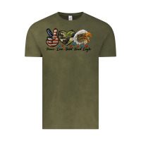 Vintage Olive peace love bald head eagle Vintage Tee - LillyAllenDesigns